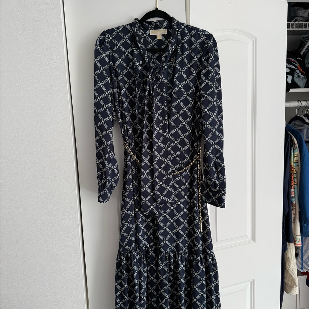 Michael Kors Navy Patterned Dress